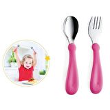 Babyjem Paslanmaz Çelik Çatal Kaşık Seti Pembe