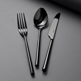 Jumbo 1001 Titanyum Siyah 12 Kişilik 84 Parça Çatal Kaşık Bıçak Takımı