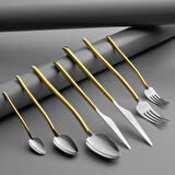 Jumbo 500.01.01.7466 5500 84 Parça 12 Kişilik Altın Çatal Kaşık Bıçak Takımı