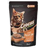 Crocus Tahılsız Kedi Tavuklu Jöleli Pouch Yaş Mama 85 G