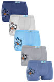 Erkek Çocuk Boxer 5 Li Paket Karışık Renk Baskılı Boxer