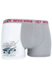 Erkek Çocuk Beyaz Baskılı Boxer 5'li Paket