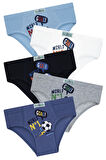 Erkek Çocuk 5'li Paket Renkli Slip Külot - Futbol -