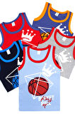 Erkek Çocuk Atlet Basketbol Baskılı 5 Li Paket Karışık Renk Baskılı Atlet