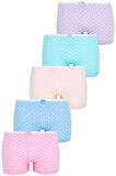 Kız Çocuk Renkli Puantiyeli 5li Paket Boxer
