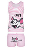 Kız Çocuk Geniş Askılı Atlet Ve Boxer Takım Byo4108