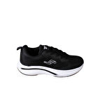 JUMP Kadın Beyaz Siyah Fileli Memory Taban Sneaker Spor Yürüyüş Ayakkabısı