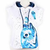 Anemoss Çipura Kolsuz Kapişonlu Beyaz Kadın Sweatshirt Beyaz-M