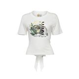 Biggdesign Nature Boğazda Bisiklet Kadın T-shirt Beyaz-M