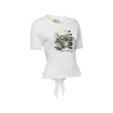 Biggdesign Nature Boğazda Bisiklet Kadın T-shirt Beyaz-M