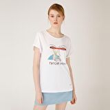 Biggdesign Faces FashionAddict Kadın T-Shirt Beyaz-S