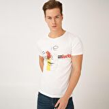 Biggdesign Faces Lucky Erkek T-Shirt Beyaz-XL