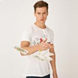 Biggdesign Faces Lucky Erkek T-Shirt Beyaz-XL