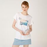 Biggdesign Faces Happy Kadın T-Shirt Beyaz-M