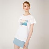 Biggdesign Faces Happy Kadın T-Shirt Beyaz-M