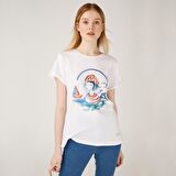 Anemoss Denizci Kız Kadın T-Shirt Beyaz-L