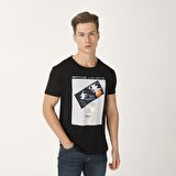 Biggdesign Faces Space Lovers Erkek T-Shirt Siyah-L