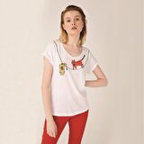 Biggdesign Cambaz Kedi T-Shirt Beyaz-S