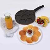 Serenk Fun Cooking Gülen Yüz Alüminyum Döküm Granit Kaplama Pankek Tava 26 cm