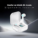 Moodix KI23K49 Bluetooth Kulakiçi Kulaklık Beyaz LCD Ekranlı