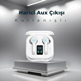 Moodix KI23K49 Bluetooth Kulakiçi Kulaklık Beyaz LCD Ekranlı