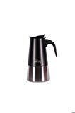Fe001-6 Espresso Kahve Makinesi Paslanmaz Çelik Indüksiyonlu Moka Pot 300 ml Siyah
