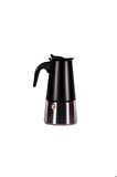 Fe001-6 Espresso Kahve Makinesi Paslanmaz Çelik Indüksiyonlu Moka Pot 300 ml Siyah