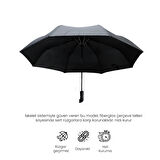 Biggdesign Moods Up Premium Gri Otomatik Şemsiye, Rüzgara Dayanıklı, Hızlı Kuruyan, Hafif, Kılıflı