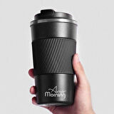Any Morning BA21549 Paslanmaz Çelik Termos Mug 500 Ml Siyah, Kaymaz Silikon Halka, Sızdırmaz Kapak