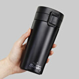 Any Morning BA21522 Paslanmaz Çelik Termos Mug 380 Ml Siyah, Sızdırmaz Kapak, Tuş Mekanizmalı Kilit, Çift Duvarlı Yalıtım