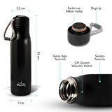Any Morning BA21547 Paslanmaz Çelik Termos 600 ml Siyah, Çift Duvar Yalıtımlı, Sızdırmaz Kapak