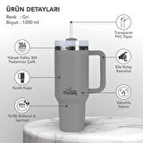 Any Morning SI2440217 Çift Katman Paslanmaz Çelik Termos Mug 1200 Ml Gri, Sızdırmaz ve Üç Aşamalı Çevrilebilir Kapak