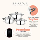 Serenk Modernist 6 Parça Çelik Tencere Seti, 18/10 Paslanmaz Çelik, 18-22-26 cm