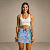 Anemoss Gemici Martı Kadın Şort Etek – Bağcıklı Bel, Deniz Temalı Yazlık Skort