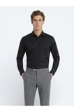 Siyah Düz Slim Fit Dokuma Klasik %100 Pamuk Gömlek