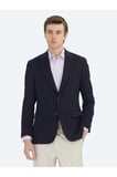 Lacivert Düz Modern Fit Yün Karışımlı Ceket