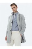 Gri Regular Fit Casual Dokuma Palto