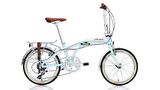 Carraro Flexi Classico 20 Jant 8 Vites 32 Cm V-Fren Katlanır Bisiklet-Pastel Yeşil-Beyaz-Kırmızı-Yeşil