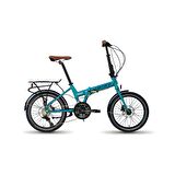 Carraro Flexi 121HD 20 jant Katlanabilir Bisiklet (Mavi (Bukelemun) Siyah Gökkuşağı Krom Kahve)