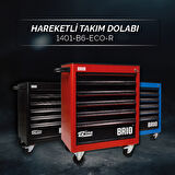 Brio Hareketli Tekerlekli Takım Dolabı Takım Arabası 6 Çekmeceli Kilitli Eco 74 Parça Kırmızı Dolu