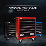 Brio Hareketli Tekerlekli Takım Dolabı Takım Arabası 6 Çekmeceli Kilitli Xl 256 Parça Kırmızı Dolu