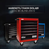Brio Hareketli Tekerlekli Takım Dolabı Takım Arabası 6 Çekmeceli Kilitli Bline 259 Parça Aletli Siyah İçi Dolu