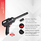 Brio Havalı Somun Sökme 1'' Uzun Paso 2034 Nm Çift Çekiç 4,42 Kg