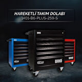 Brio Hareketli Tekerlekli Takım Dolabı Takım Arabası 6 Çekmeceli Kilitli 259 Parça Siyah Dolu 