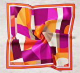 Silk Home Turuncu-Mor Tivil İpek Eşarp IST11404-23