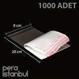 1000 Adet 8x20 Kendinden Yapışkanlı Açılıp Kapanabilir Şeker Kurabiye Şeffaf Plastik Poşet Torba