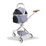 EuroDog Katlanabilir Köpek Arabası Gri 83x48,5x110 cm