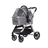 EuroDog Katlanabilir Köpek Arabası Gri 78x58x106 cm