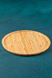 Acar 30 Bambu Yuvarlak Sunumluk Tabak 30 Cm