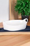 Acar Bianco Perla Oval Kulplu Kase - 26 cm